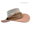 Pink Horizon Hat with Scarf leopard print band on a white background
