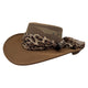 Brown Horizon Hat with Scarf leopard print band on a white background