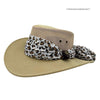 sand Horizon Hat with Scarf leopard print scarf on a white background