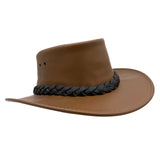 A Brown Jacaru 1069 Buffalo Leather Hat