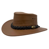 A Brown Jacaru 1069 Buffalo Leather Hat