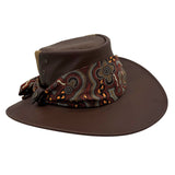 Brown Kangaroo Ladies Breeze Hat with a decorative band on a white background
