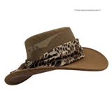 Brown Horizon Hat with Scarf leopard print band on a white background