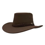 Jacaru 1180 Brown Soaker Hat with braided band on a white background