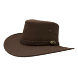 Jacaru 1180 Brown Soaker Hat with braided band on a white background