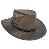 Jacaru 130 Roo Koolaroo foldable mesh leather sun hat travel