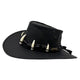 Black Ayers Croc Hat with decorative elements on a white background