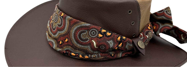 Jacaru Walkabout scarf tied around hat