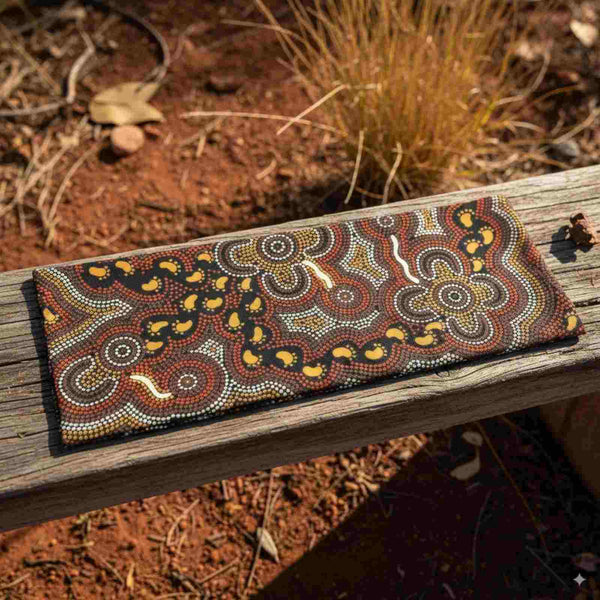 Jacaru Walkabout scarf displayed in outdoor setting
