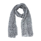 Jacaru chiffon scarf in grey leopard print pattern