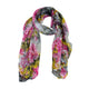 Jacaru chiffon scarf with yellow, pink and grey floral pattern