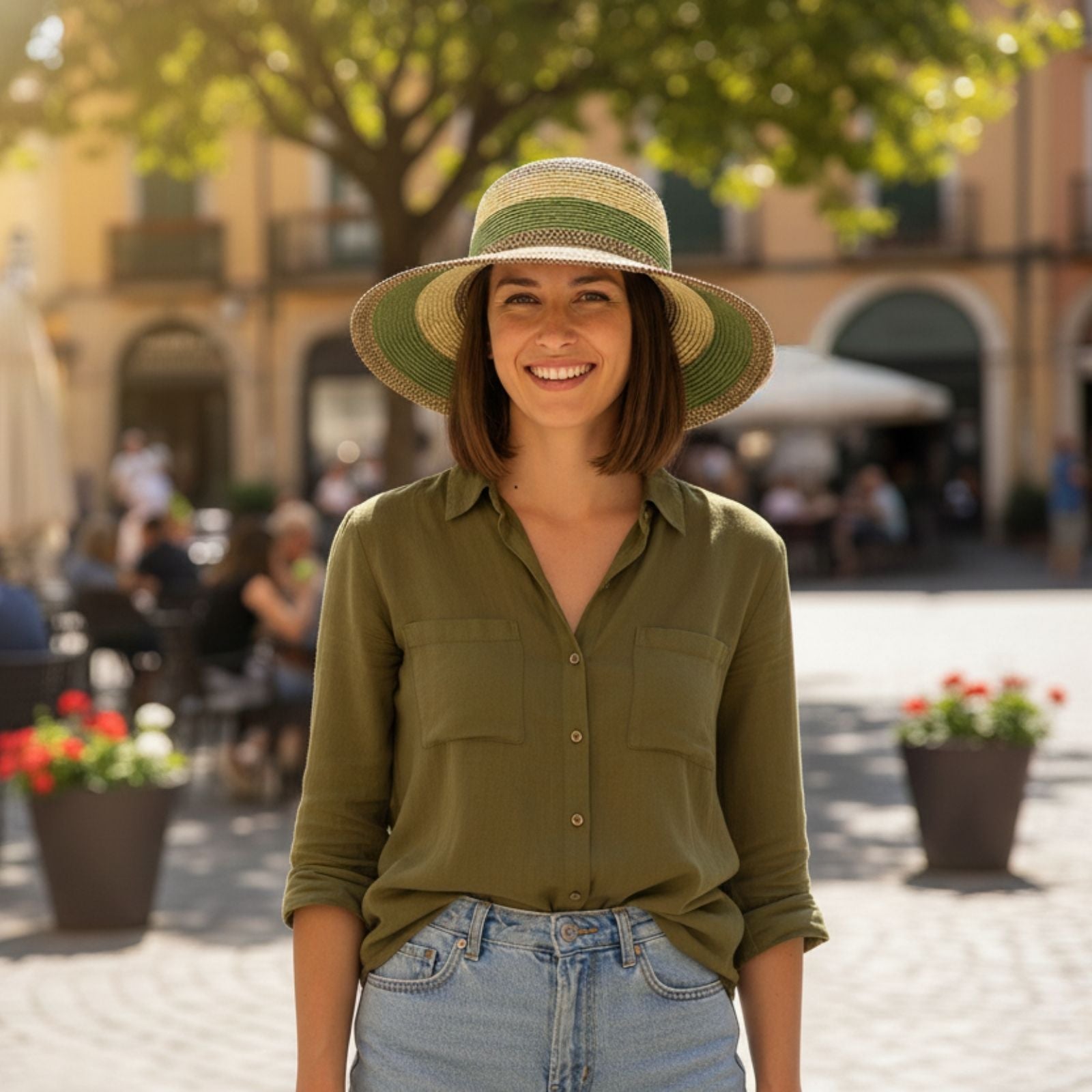 Jacaru 1752 Striped Wide Brim Hat