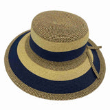 navy Jacaru 1752 Striped Wide Brim Hat