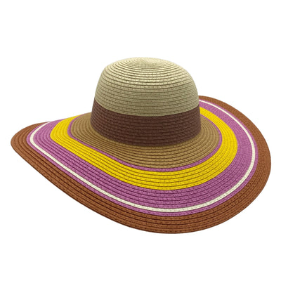 Jacaru 1764 Wide Brim Colour Stripes Hat