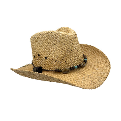Jacaru 1818D Straw Cowboy Hat with Turquoise beads