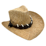 1818G Straw Cowboy Hat with 6 Bones Natural