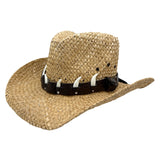 1818G Straw Cowboy Hat with 6 Bones Natural