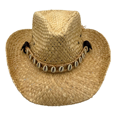 Jacaru 1818I Straw Cowboy Hat with large Shells