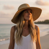 a women wearing Light Brown Jacaru 1853 Roll Up Hat