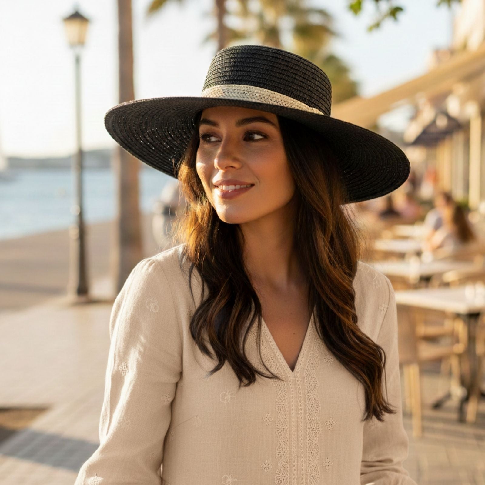 Jacaru 1879 Ladies Wide Brim Hat Black