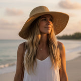 a women wearing Light Brown Jacaru 1853 Roll Up Hat
