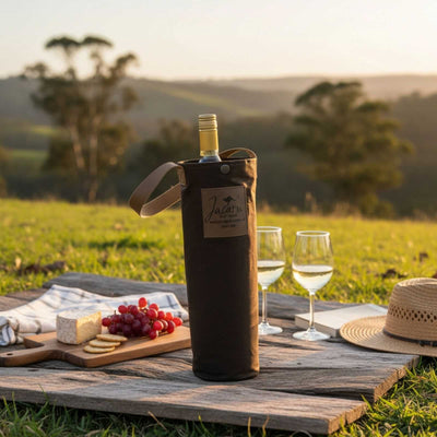 Jacaru Wine Cooler Single on outdoor picnic table