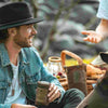 Jacaru 5068 can cooler in brown oilskin with wool lining