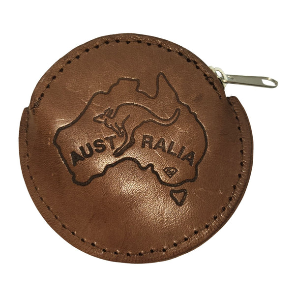 Jacaru 5530 Coin Purse with Australia Map, Kangaroo Leather
