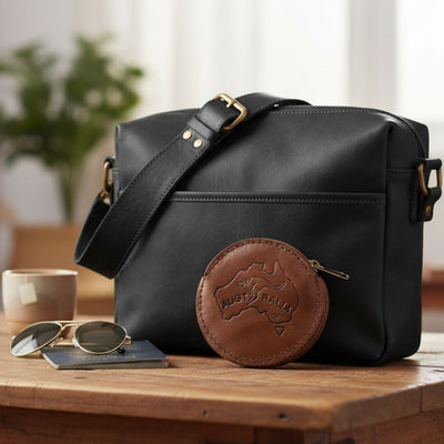 Jacaru 5530 Coin Purse with Australia Map, Kangaroo Leather