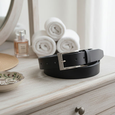 Jacaru 6010 Classic Ladies Leather Belt Black 30mm