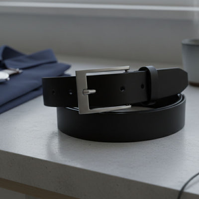 Jacaru 6011 Classic Men Leather Belt Black 40mm