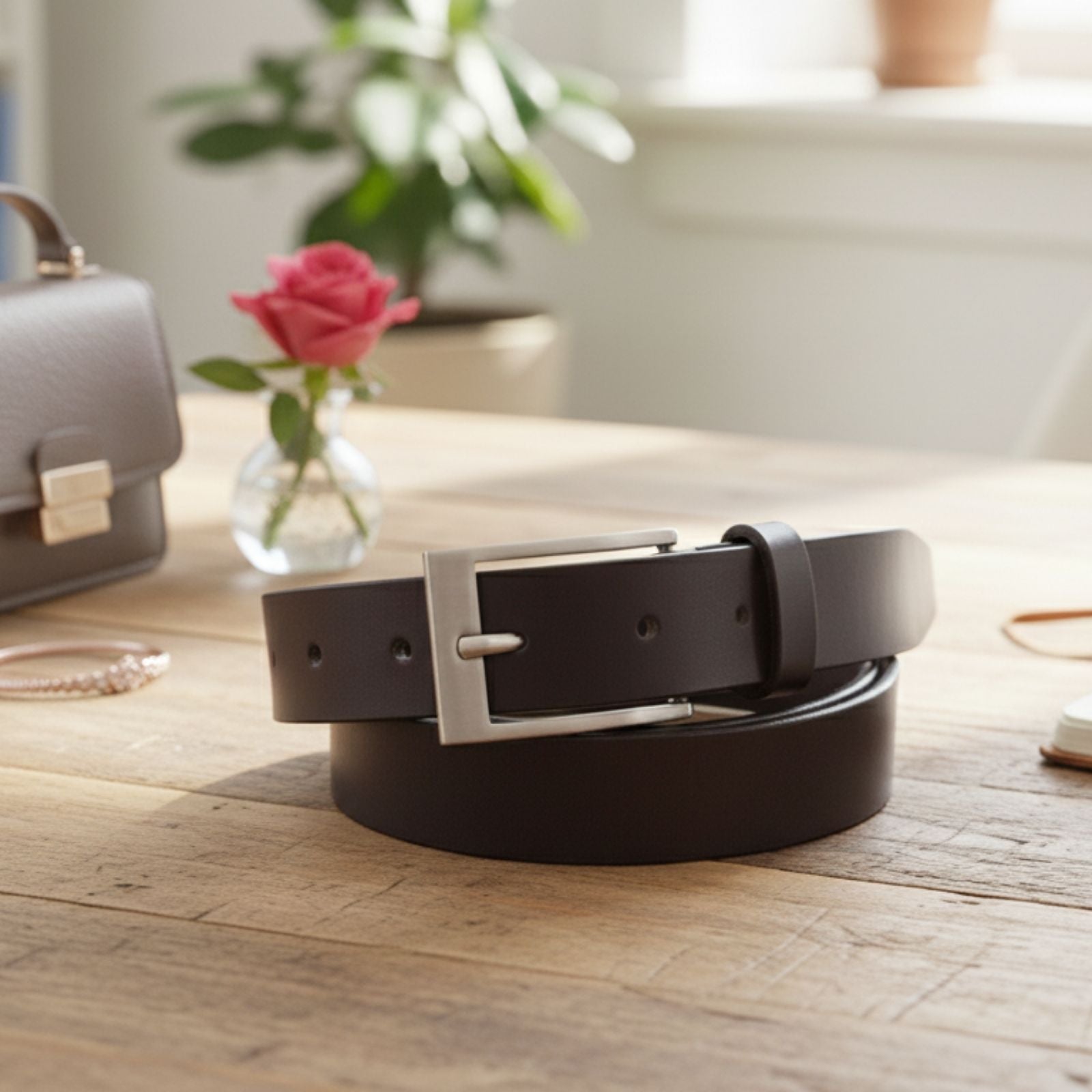 Jacaru 6012 Classic Ladies Leather Belt 30mm in brown