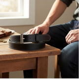 Jacaru 6014 Stitched Leather Belt 35mm&nbsp;in Black
