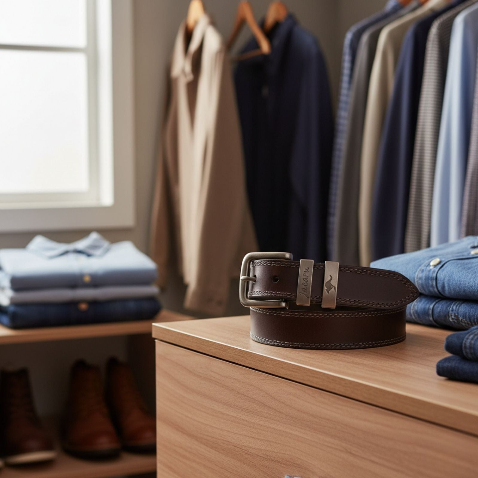 Jacaru 6017 Casual Leather Belt 38mm.
