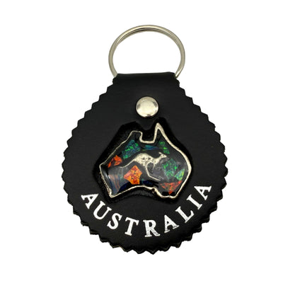 Jacaru 6403 Keyring Round with Opal, Leather
