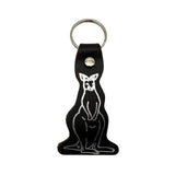 Black Kangaroo printed leather keyring