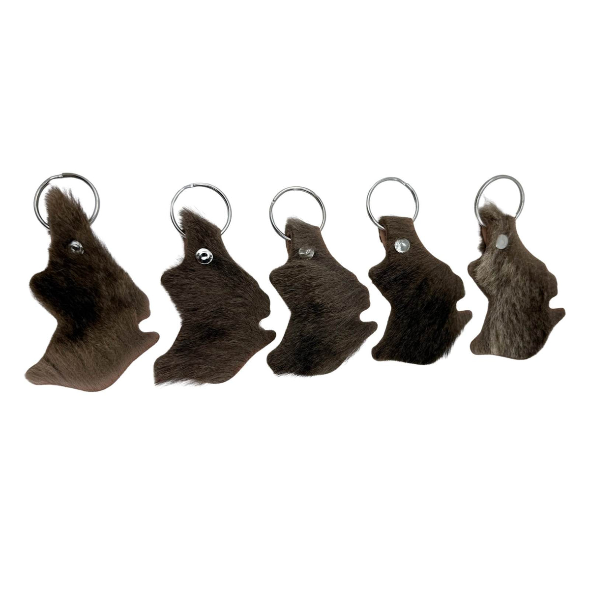 Jacaru key rings shaped like Australia map in kangaroo fur