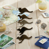 Jacaru kangaroo fur keyring set on wooden table