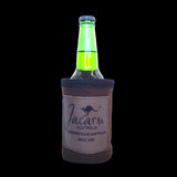 Jacaru can cooler holder with brown oilskin exterior design
