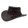 Jacaru 1129 Darwin Crocodile Leather Hat - ONE ONLY
