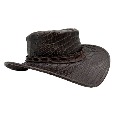 Jacaru 1129 Darwin Crocodile Leather Hat - ONE ONLY