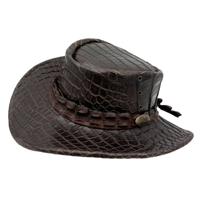 Jacaru 1129 Darwin Crocodile Leather Hat - ONE ONLY
