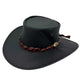 A black Jacaru 1134 Wild Roo Croc Digger Hat with a crocodile leather hatband and a pinhead crown.