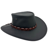 Black Jacaru 1134 Wild Roo Croc Digger Hat with decorative band on a white background