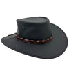 Black Jacaru 1134 Wild Roo Croc Digger Hat with decorative band on a white background