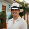 Man Wearing Natural Jacaru Original Panama Classic Hat