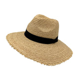 Beige Jacaru Raffia Straw Hat Wide Brim