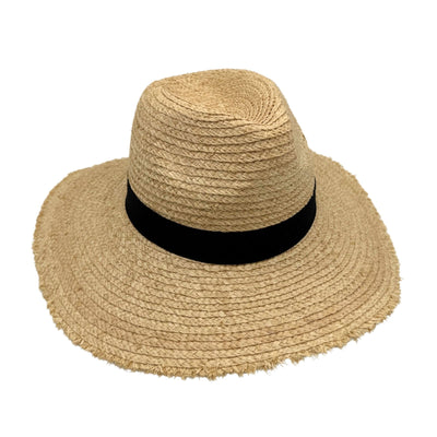 Beige Jacaru Raffia Straw Hat Wide Brim