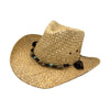 Natural Jacaru Straw Cowboy Hat with Turquoise beads