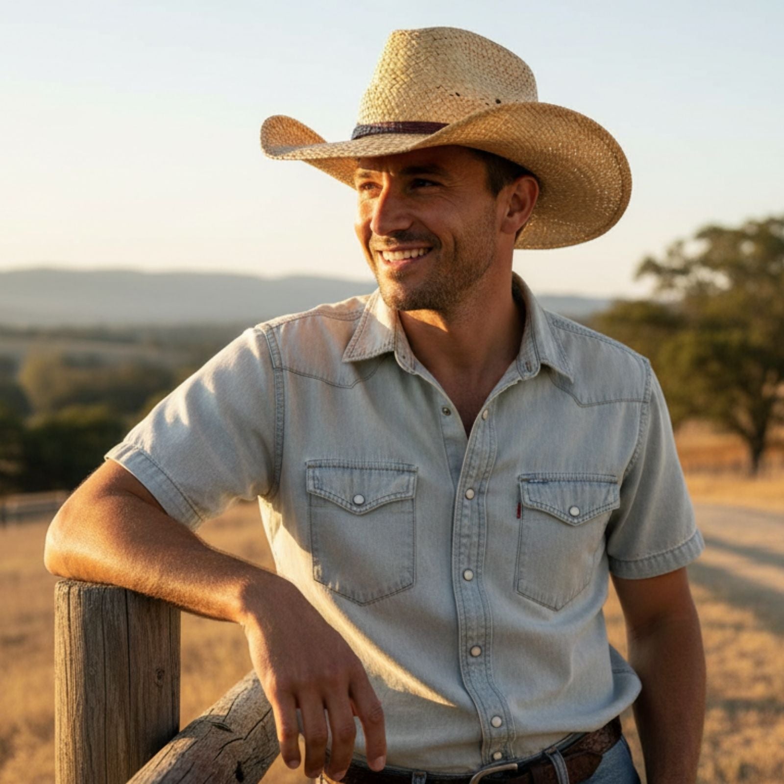 Man Wearing Natural Jacaru 1818F Straw Cowboy Hat